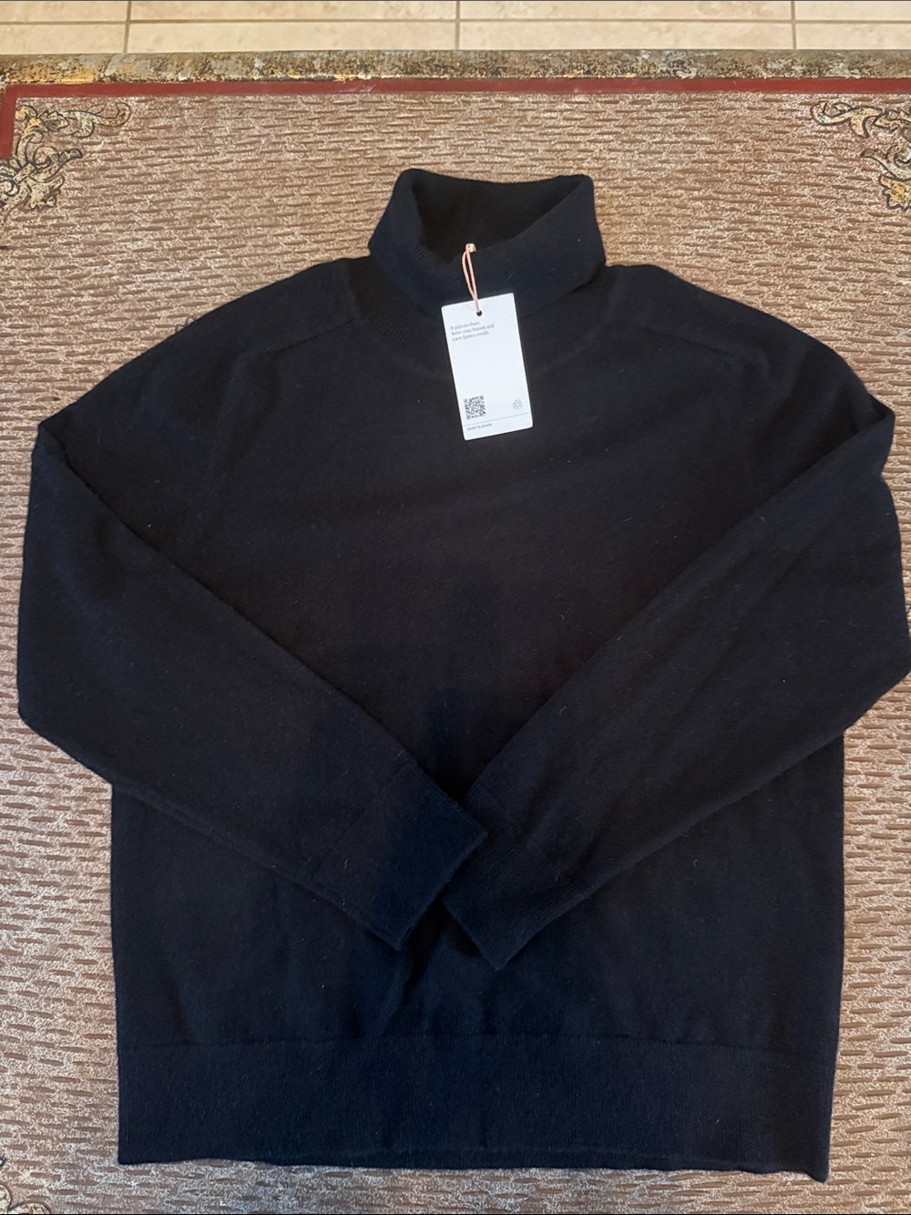 Quince Black Women's Mongolian Cashmere Turtleneck Sweater